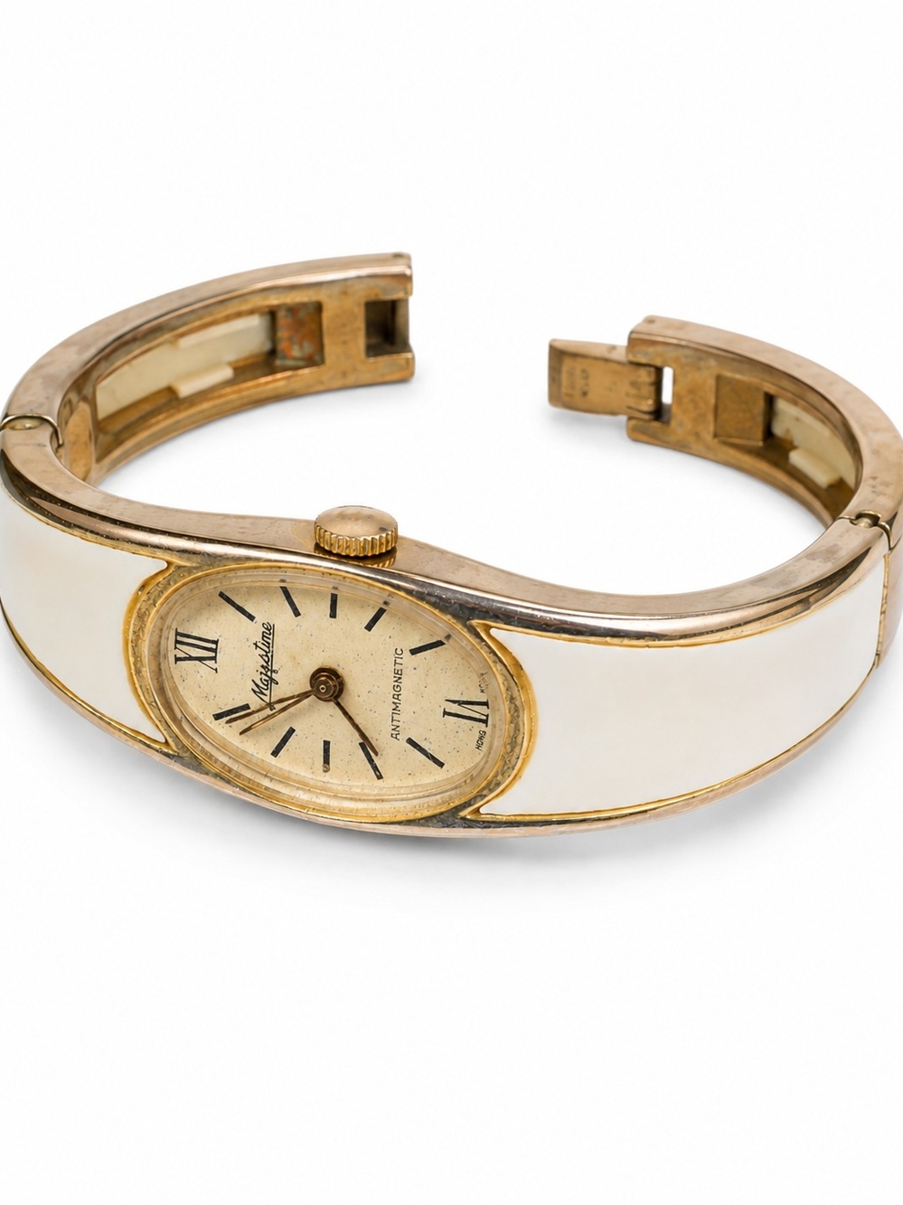 Vintage Majestime Antimagnetic Mechanical Bangle Watch Hong Kong 1960s 70s